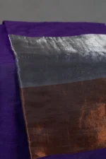 Phulia – Royal Violet Handloom Saree with Lustrous Metallic Highlights - Image 3