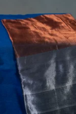 Phulia – Cerulean Blue Handloom Saree with Lustrous Metallic Highlights - Image 2