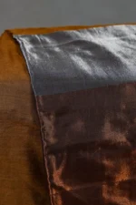 Phulia – Sepia Brown Handwoven Saree with Lustrous Metallic Highlights - Image 2