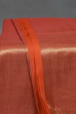 Phulia – Handwoven Coral Pink Raga Tissue Silk Saree - Image 3