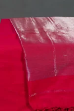 Phulia – Raspberry Pink Handloom Saree with Lustrous Metallic Highlights - Image 3