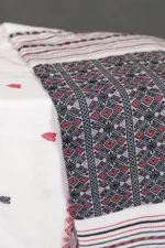 Phulia – Red and Black Hearts Pure Khadi Cotton Handloom Saree - Image 2
