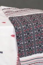Phulia – Red and Black Hearts Pure Khadi Cotton Handloom Saree - Image 2