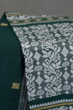Phulia – Green and White Floral Design Pure Cotton Handloom Saree - Image 2
