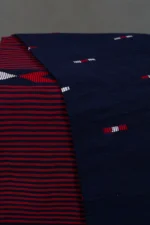 Phulia – Dark Blue Modern Pure Khadi Cotton Handloom Saree - Image 2