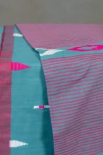 Phulia – Turquoise Blue Modern Pure Khadi Cotton Handloom Saree - Image 2