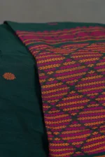 Phulia – Green Modern Geometric Design Pure Cotton Handloom Saree - Image 4