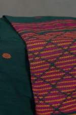 Phulia – Green Modern Geometric Design Pure Cotton Handloom Saree - Image 2
