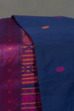 Phulia – Navy Blue Modern Geometric Design Pure Cotton Handloom Saree - Image 2