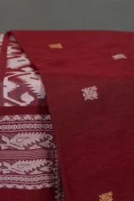 Phulia – Maroon Modern Leafy Design Pure Cotton Handloom Saree - Image 4