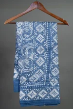 Bolpur – Hand-Stitched Dark Blue Gachi Tussar Nakshi Kantha Saree - Image 4