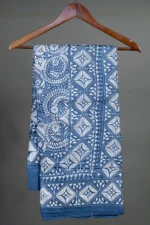 Bolpur – Hand-Stitched Dark Blue Gachi Tussar Nakshi Kantha Saree - Image 4