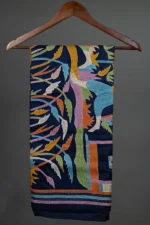 Bolpur – Hand-Stitched Navy Blue Mother-Child Nakshi Kantha Saree - Image 2