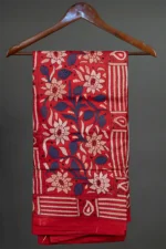 Bolpur – Hand-Stitched Red Floral Motif Nakshi Kantha Saree - Image 4