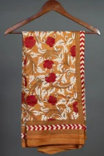 Bolpur – Hand-Stitched Golden Rose Motif Nakshi Kantha Saree - Image 4