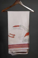 Bolpur – Hand-Stitched Light Pink Stork Motif Nakshi Kantha Saree - Image 4