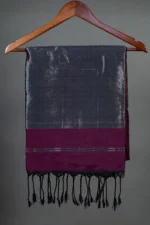 Phulia – Wine Handwoven Saree with Lustrous Metallic Highlights - Image 4