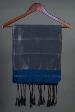 Phulia – Cerulean Blue Handloom Saree with Lustrous Metallic Highlights - Image 4