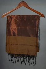 Phulia – Sepia Brown Handwoven Saree with Lustrous Metallic Highlights - Image 4