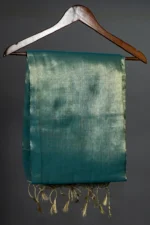 Phulia – Handwoven Apple Green Raga Tissue Silk Saree - Image 4