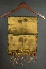 Phulia – Handwoven Olive Green Raga Tissue Silk Saree - Image 2