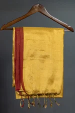 Phulia – Handwoven Honey Gold Raga Tissue Silk Saree - Image 2