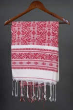 Phulia – White and Red Floral Design Pure Cotton Handloom Saree - Image 3