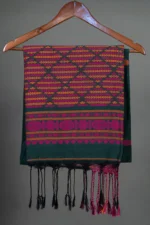 Phulia – Green Modern Geometric Design Pure Cotton Handloom Saree - Image 3