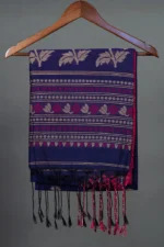 Phulia – Deep Violet Modern Floral Design Pure Cotton Handloom Saree - Image 2