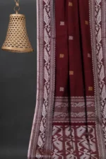 Phulia – Maroon Modern Leafy Design Pure Cotton Handloom Saree