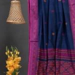 Phulia – Navy Blue Modern Geometric Design Pure Cotton Handloom Saree