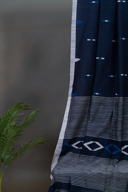 Phulia – Midnight Blue Modern Pure Khadi Cotton Handloom Saree