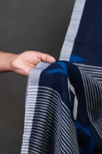 Phulia – Midnight Blue Modern Pure Khadi Cotton Handloom Saree - Image 4