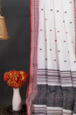 Phulia – Red and Black Hearts Pure Khadi Cotton Handloom Saree