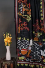 Bolpur – Hand-Stitched Black Fisherman Theme Nakshi Kantha Saree