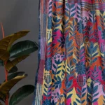 Bolpur – Hand-Stitched Dark Blue Floral Reverse Kantha Saree