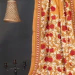 Bolpur – Hand-Stitched Golden Rose Motif Nakshi Kantha Saree