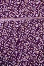 Bolpur – Hand-Stitched Purple Leafy Motif Nakshi Kantha Saree - Image 3