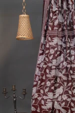 Bolpur – Hand-Stitched Maroon Bird Motif Nakshi Kantha Saree