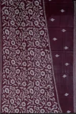 Bolpur – Hand-Stitched Reddish Brown Leafy Floral Nakshi Kantha Saree - Image 3