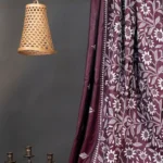 Bolpur – Hand-Stitched Reddish Brown Leafy Floral Nakshi Kantha Saree