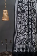Bolpur – Hand-Stitched Black White Floral Nakshi Kantha Saree