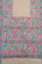 Bolpur – Hand-Stitched Cream Beige Floral Motif Nakshi Kantha Saree - Image 3