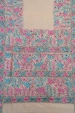 Bolpur – Hand-Stitched Cream Beige Floral Motif Nakshi Kantha Saree - Image 3