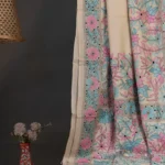 Bolpur – Hand-Stitched Cream Beige Floral Motif Nakshi Kantha Saree