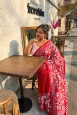 Bolpur – Hand-Stitched Red Leafy Floral Nakshi Kantha Saree