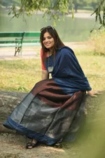 Phulia – Cerulean Blue Handwoven Saree with Lustrous Metallic Highlights