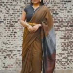 Phulia – Sepia Brown Handwoven Saree with Lustrous Metallic Highlights