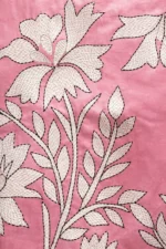 Bolpur – Blush Pink Floral Silk Nakshi Kantha Saree - Image 3